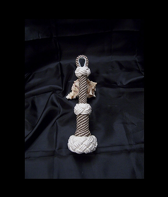 Nautical Bell Rope Brown And Tan Spiral With White Accent Knots